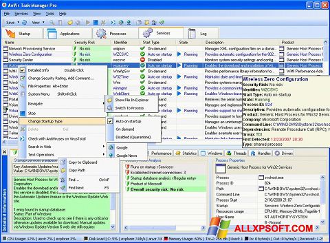 Στιγμιότυπο οθόνης AnVir Task Manager Windows XP