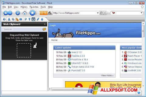 Στιγμιότυπο οθόνης Flock Windows XP