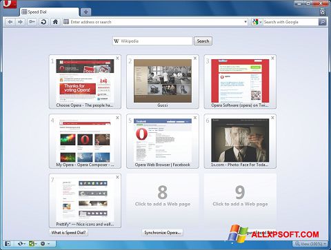 Στιγμιότυπο οθόνης Opera Windows XP