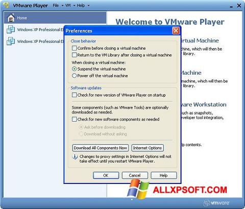 Στιγμιότυπο οθόνης VMware Player Windows XP