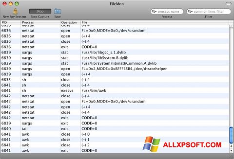 Στιγμιότυπο οθόνης FileMon Windows XP