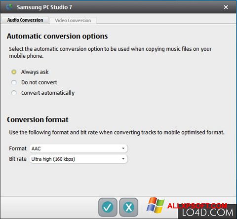 Στιγμιότυπο οθόνης Samsung PC Studio Windows XP