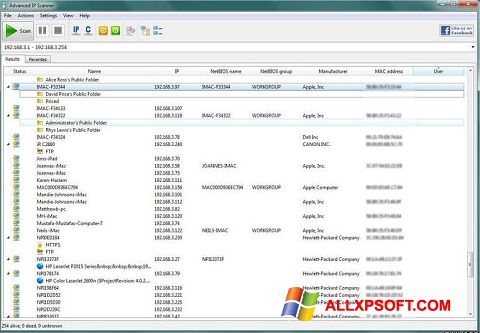 Στιγμιότυπο οθόνης Advanced IP Scanner Windows XP