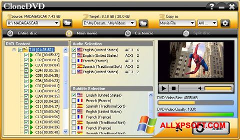Στιγμιότυπο οθόνης CloneDVD Windows XP