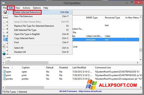 Στιγμιότυπο οθόνης Unassociate File Types Windows XP