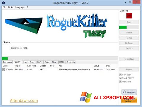 Στιγμιότυπο οθόνης RogueKiller Windows XP