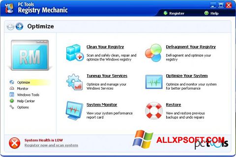 Στιγμιότυπο οθόνης Registry Mechanic Windows XP