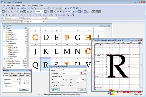 Στιγμιότυπο οθόνης Font Creator Windows XP