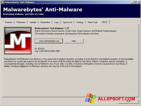 Στιγμιότυπο οθόνης Malwarebytes Anti-Malware Free Windows XP
