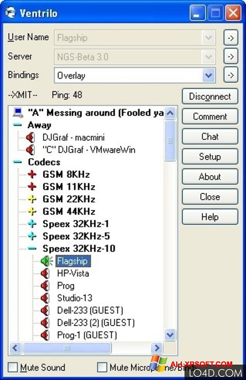 Στιγμιότυπο οθόνης Ventrilo Windows XP