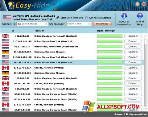 Στιγμιότυπο οθόνης Hide IP Easy Windows XP