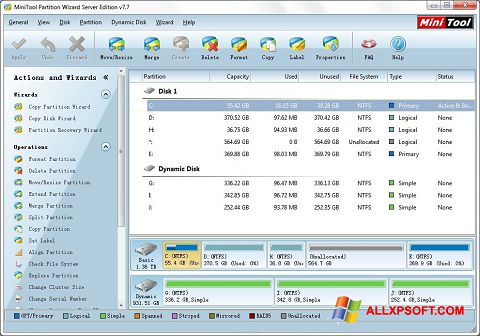 Στιγμιότυπο οθόνης MiniTool Partition Wizard Windows XP
