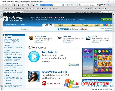 Στιγμιότυπο οθόνης Lunascape Windows XP