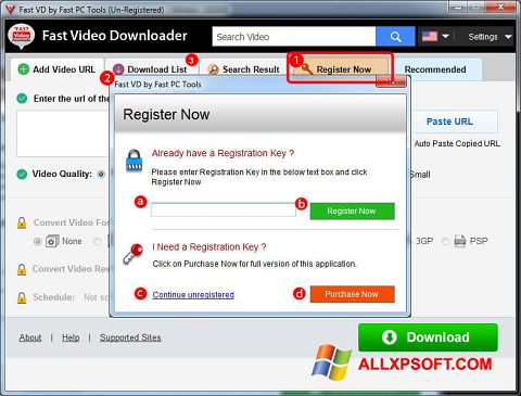 Στιγμιότυπο οθόνης Fast Video Downloader Windows XP