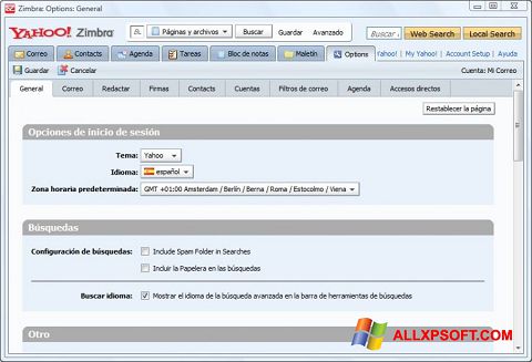 Στιγμιότυπο οθόνης Zimbra Desktop Windows XP