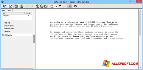 Στιγμιότυπο οθόνης pdfFactory Pro Windows XP