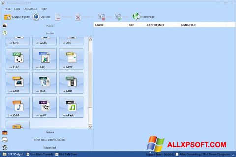 Στιγμιότυπο οθόνης Format Factory Windows XP