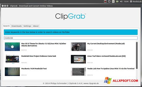 Στιγμιότυπο οθόνης ClipGrab Windows XP