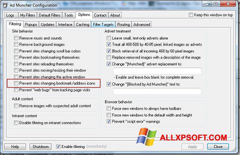 Στιγμιότυπο οθόνης Ad Muncher Windows XP