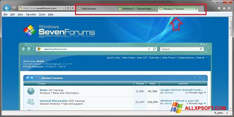 Στιγμιότυπο οθόνης Internet Explorer Windows XP