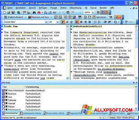 Στιγμιότυπο οθόνης PROMT Windows XP