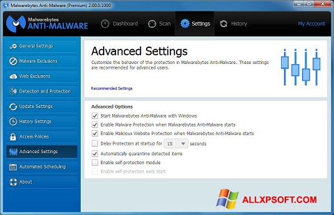 Στιγμιότυπο οθόνης Malwarebytes Anti-Malware Windows XP
