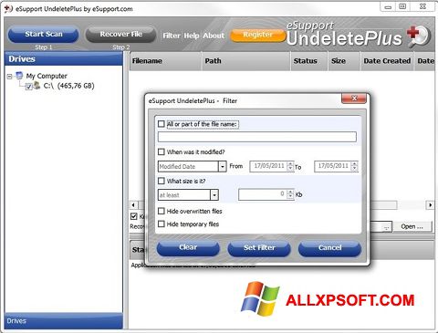 Στιγμιότυπο οθόνης Undelete Plus Windows XP