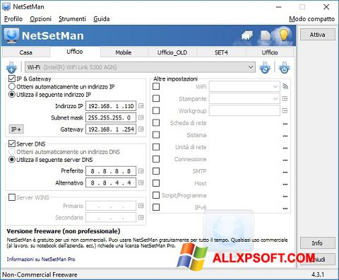 Στιγμιότυπο οθόνης NetSetMan Windows XP