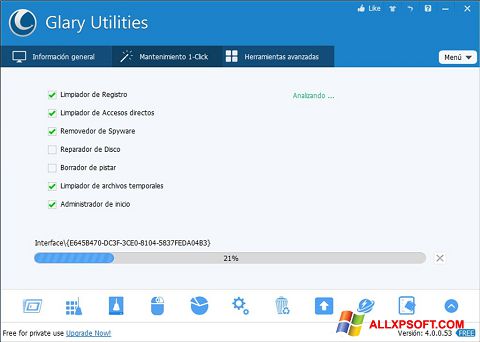 Στιγμιότυπο οθόνης Glary Utilities Windows XP