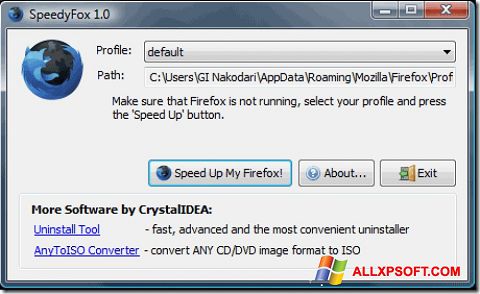 Στιγμιότυπο οθόνης SpeedyFox Windows XP