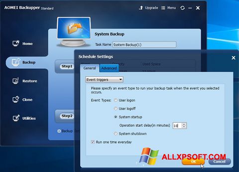 Στιγμιότυπο οθόνης AOMEI Backupper Windows XP