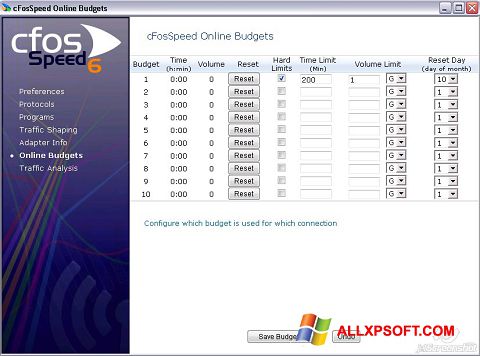 Στιγμιότυπο οθόνης cFosSpeed Windows XP