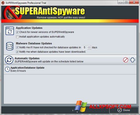 Στιγμιότυπο οθόνης SUPERAntiSpyware Windows XP