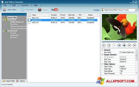 Στιγμιότυπο οθόνης Any Video Converter Windows XP
