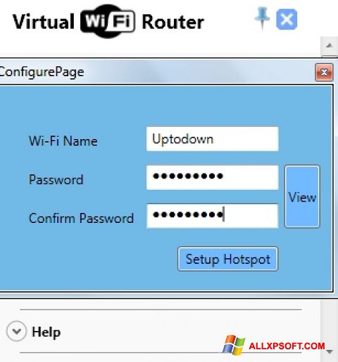 Στιγμιότυπο οθόνης Virtual WiFi Router Windows XP