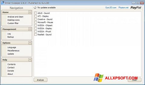 Στιγμιότυπο οθόνης Driver Sweeper Windows XP