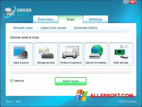 Στιγμιότυπο οθόνης Carambis Driver Updater Windows XP