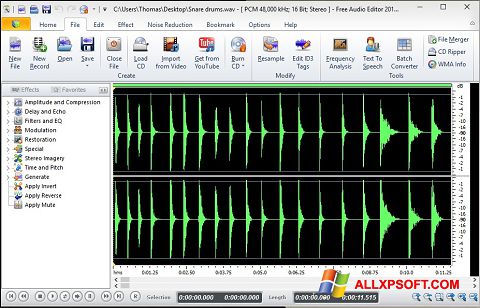 Στιγμιότυπο οθόνης Free Audio Editor Windows XP