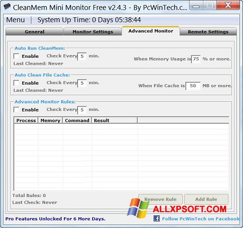 Στιγμιότυπο οθόνης CleanMem Windows XP