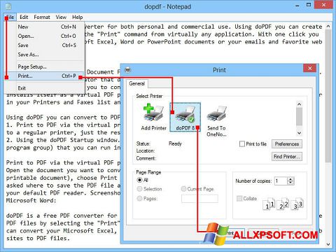 Στιγμιότυπο οθόνης doPDF Windows XP