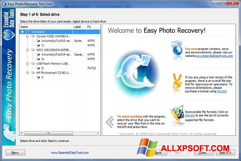 Στιγμιότυπο οθόνης Easy Photo Recovery Windows XP