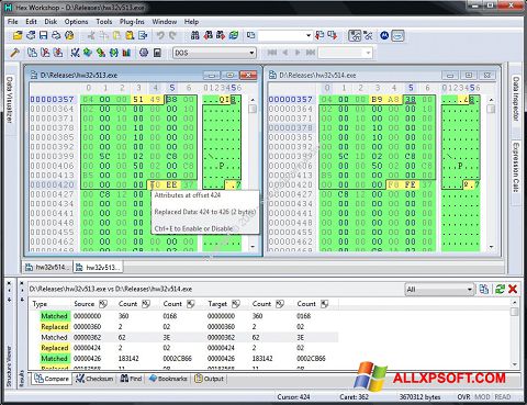 Στιγμιότυπο οθόνης Hex Workshop Windows XP
