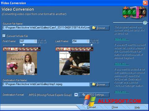 Στιγμιότυπο οθόνης Active WebCam Windows XP