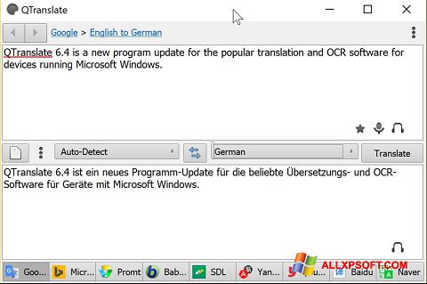 Στιγμιότυπο οθόνης QTranslate Windows XP