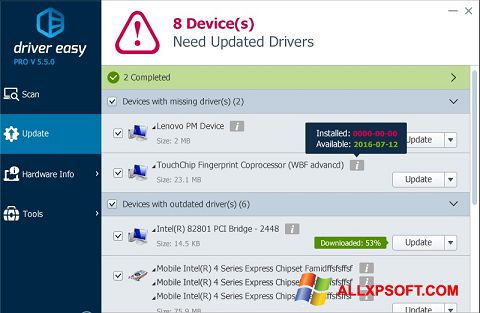 Στιγμιότυπο οθόνης Driver Easy Windows XP