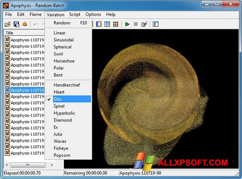 Στιγμιότυπο οθόνης Apophysis Windows XP