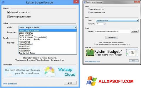 Στιγμιότυπο οθόνης Rylstim Screen Recorder Windows XP