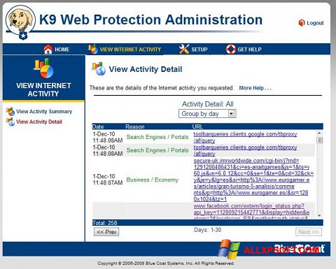 Στιγμιότυπο οθόνης K9 Web Protection Windows XP