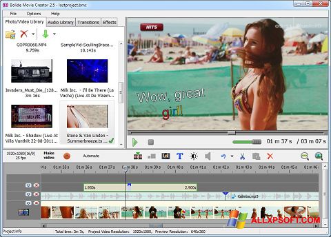 Στιγμιότυπο οθόνης Bolide Movie Creator Windows XP