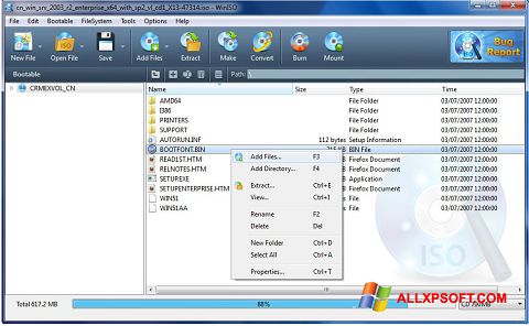 Στιγμιότυπο οθόνης WinISO Windows XP